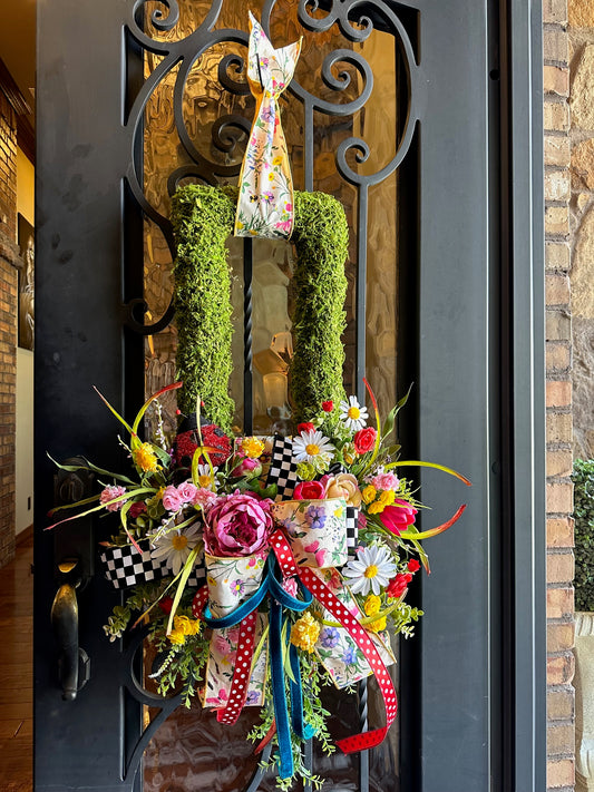 Bouquet Of Flowers Moss Wreath